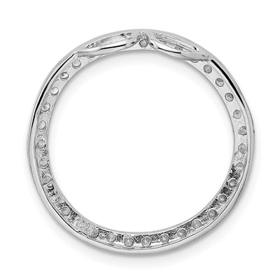 Sterling Silver Rhodium-plated CZ Round Pendant, 24 x 24mm