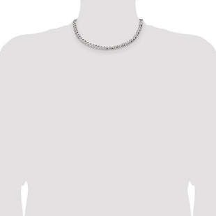 Sterling Silver Flat D/C Pave Curb Chain (Style QPCB140-16)