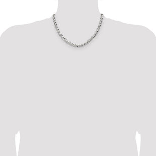 Sterling Silver Flat D/C Pave Curb Chain (Style QPCB140-18)
