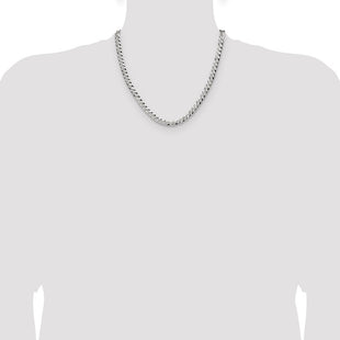 Sterling Silver Flat D/C Pave Curb Chain (Style QPCB140-20)