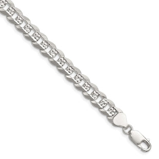Sterling Silver Flat D/C Pave Curb Chain (Style QPCB180-8)