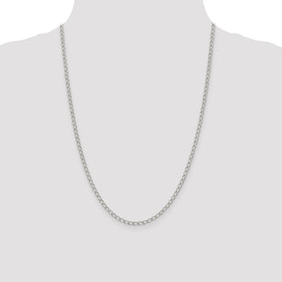 Sterling Silver Half Round Wire Open Curb Chain (Style QPE32-24)