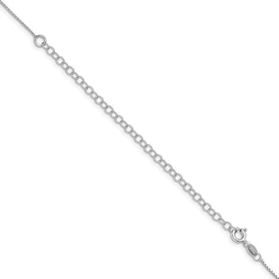 Sterling Silver Rhodium-plated . Mirror Box Chain w/4in ext. (Style QPE33RH-22)