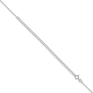 Sterling Silver Rhodium-plated Forzantine Cable Chain w/4in ext. (Style QPE45RH-22)