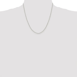Sterling Silver Rhodium-plated Diamond-cut Long Link Cable Chain (Style QPE69R-20)