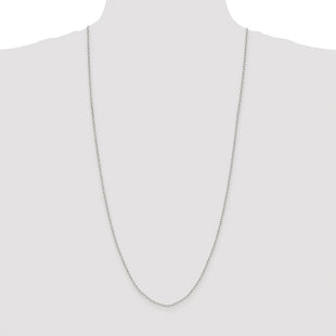 Sterling Silver Rhodium-plated Diamond-cut Long Link Cable Chain (Style QPE69R-30)