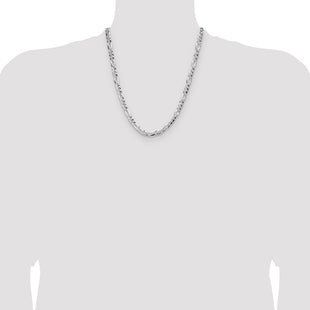 Sterling Silver Flat D/C Pave Figaro Chain (Style QPF140-22)