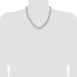 Sterling Silver Flat D/C Pave Figaro Chain (Style QPF180-20)