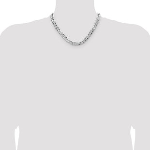 Sterling Silver Flat D/C Pave Figaro Chain (Style QPF200-18)