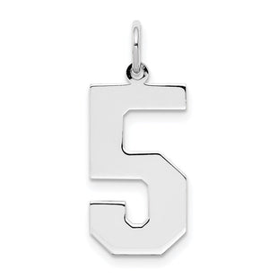 Sterling Silver/Rhodium-plated Polished Number 5 Charm (Style QPL05)