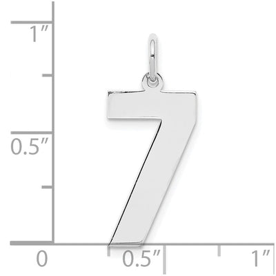 Sterling Silver/Rhodium-plated Polished Number 7 Charm, 24 x 10mm