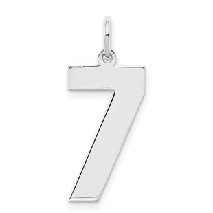 Sterling Silver/Rhodium-plated Polished Number 7 Charm (Style QPL07)
