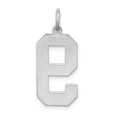 Sterling Silver/Rhodium-plated Polished Number 9 Charm, 24 x 10mm