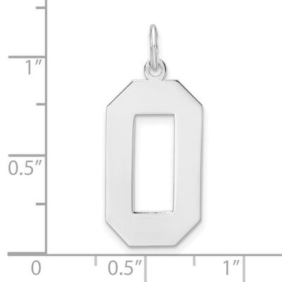Sterling Silver/Rhodium-plated Polished Number 0 Charm, 28.02 x 12.33mm