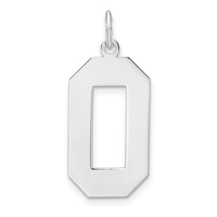 Sterling Silver/Rhodium-plated Polished Number 0 Charm (Style QPXL00)