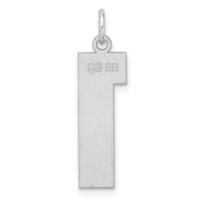 Sterling Silver/Rhodium-plated Polished Number 1 Charm, 27.83 x 5.5mm