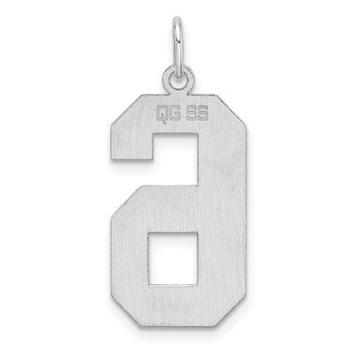 Sterling Silver/Rhodium-plated Polished Number 6 Charm, 27.96 x 12.32mm