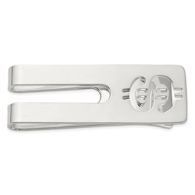 Sterling Silver Rhodium-plated Polished Cut Out Dollar Sign Money Clip