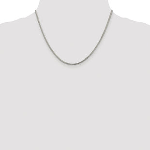 Sterling Silver Rhodium-plated D/C Square Franco Chain (Style QQF060R-18)