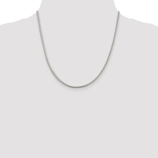 Sterling Silver Rhodium-plated D/C Square Franco Chain (Style QQF080R-20)