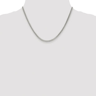 Sterling Silver Rhodium-plated D/C Square Franco Chain (Style QQF100R-18)