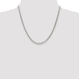 Sterling Silver Rhodium-plated D/C Square Franco Chain (Style QQF100R-20)