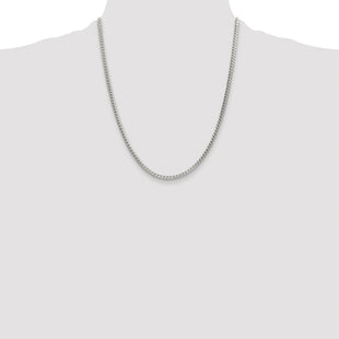Sterling Silver Rhodium-plated D/C Square Franco Chain (Style QQF100R-22)