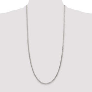 Sterling Silver Rhodium-plated D/C Square Franco Chain (Style QQF100R-30)