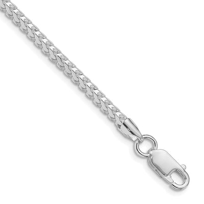 Sterling Silver Rhodium-plated D/C Square Franco Chain, 16 x 3mm