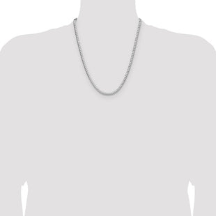 Sterling Silver Rhodium-plated D/C Square Franco Chain (Style QQF120R-22)