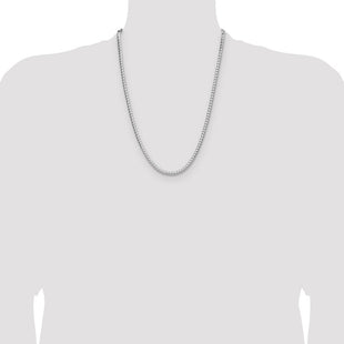 Sterling Silver Rhodium-plated D/C Square Franco Chain (Style QQF120R-24)