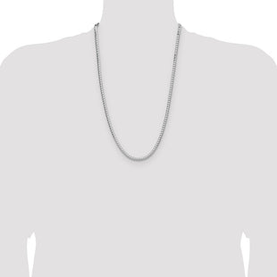 Sterling Silver Rhodium-plated D/C Square Franco Chain (Style QQF120R-26)