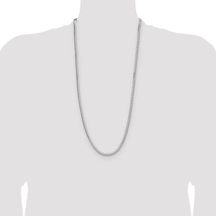 Sterling Silver Rhodium-plated D/C Square Franco Chain (Style QQF120R-30)