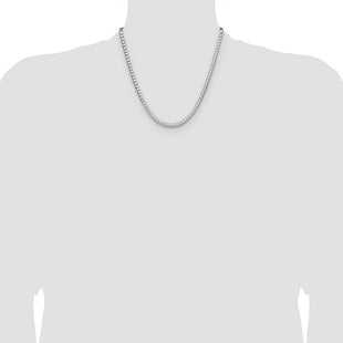 Sterling Silver Rhodium-plated D/C Square Franco Chain (Style QQF140R-20)