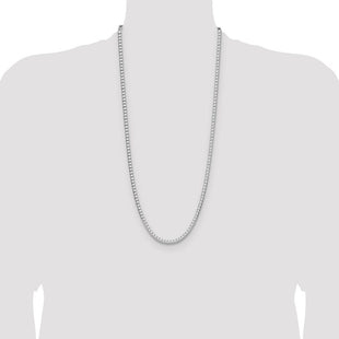 Sterling Silver Rhodium-plated D/C Square Franco Chain (Style QQF140R-30)