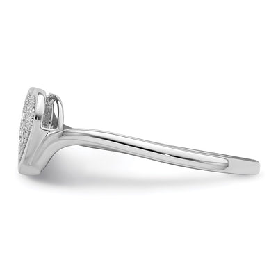 Sterling Silver Rhodium Plated Diamond Heart Ring