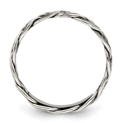 Sterling Silver Polished Antiqued Weaved Women's Ring