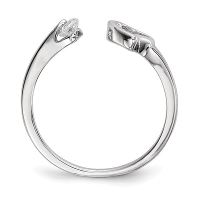 Sterling Silver Rhodium-plated Open Heart CZ Polished Ring