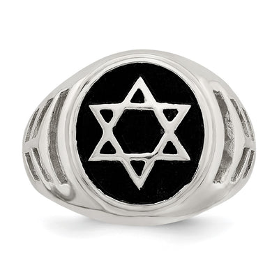Sterling Silver Antiqued Star of David Ring
