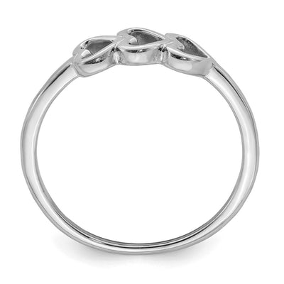 Sterling Silver Rhodium Plated Hearts Ring