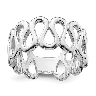 Sterling Silver Rhodium-plated Fancy Swirls Band