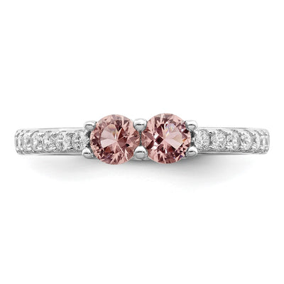Sterling Silver Rhodium-plated Pink CZ Ring
