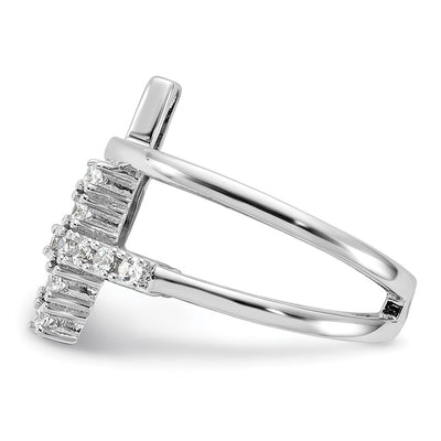True Fire Sterling Silver Rhodium-plated Double Cross CZ Open Back Ring