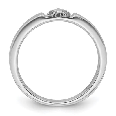 Sterling Silver Rhodium-plated Fleur-de-Lis Band Ring