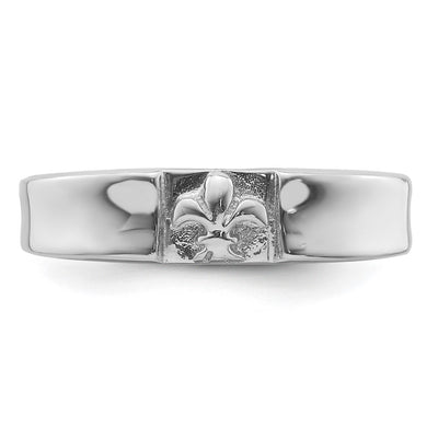 Sterling Silver Rhodium-plated Fleur-de-Lis Band Ring