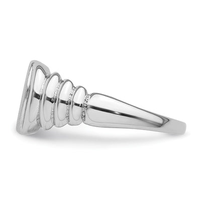 Sterling Silver Rhodium-plated Satin and Polished Signet Ring