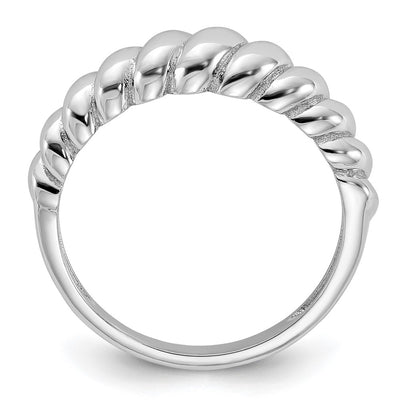 Sterling Silver Rhodium-plated Scalloped Ring