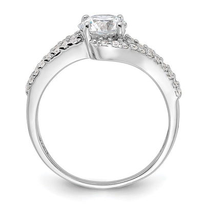 Sterling Silver Rhodium-plated CZ Double Row Ring