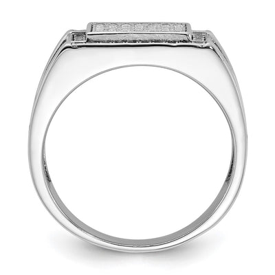 Sterling Silver Rhodium-plated CZ Signet Ring