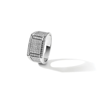 Sterling Silver Rhodium-plated CZ Signet Ring